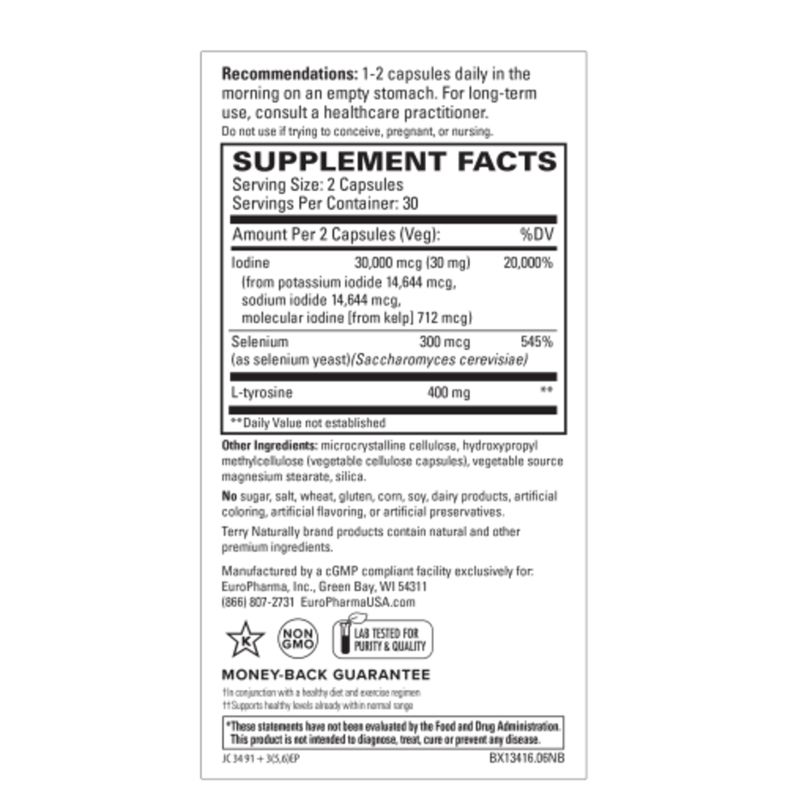 Terry Naturally Thyroid Care PLUS Selenium -120 Caps