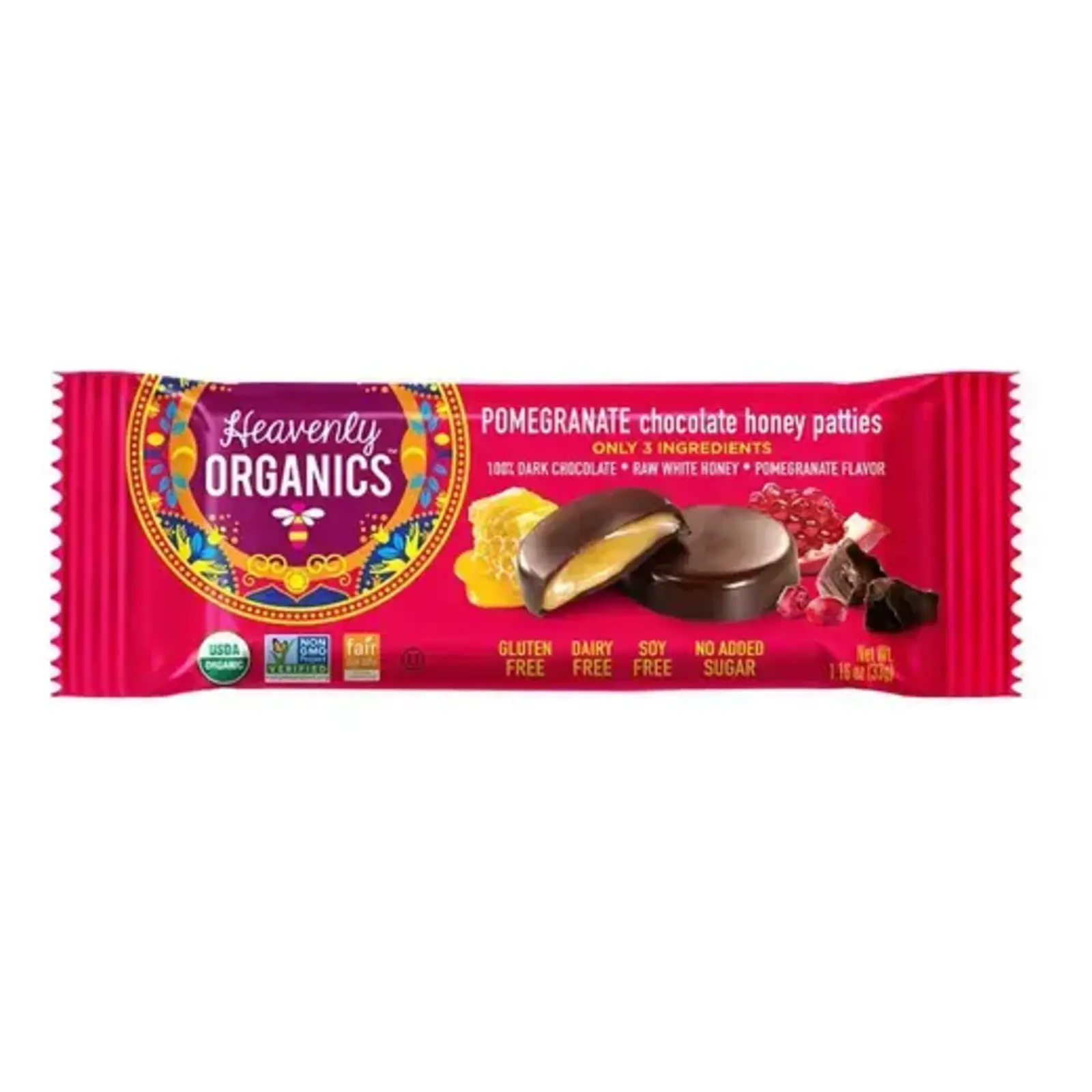 Heavenly Organics Organic Chocolate Pomegranate Honey Patties - single