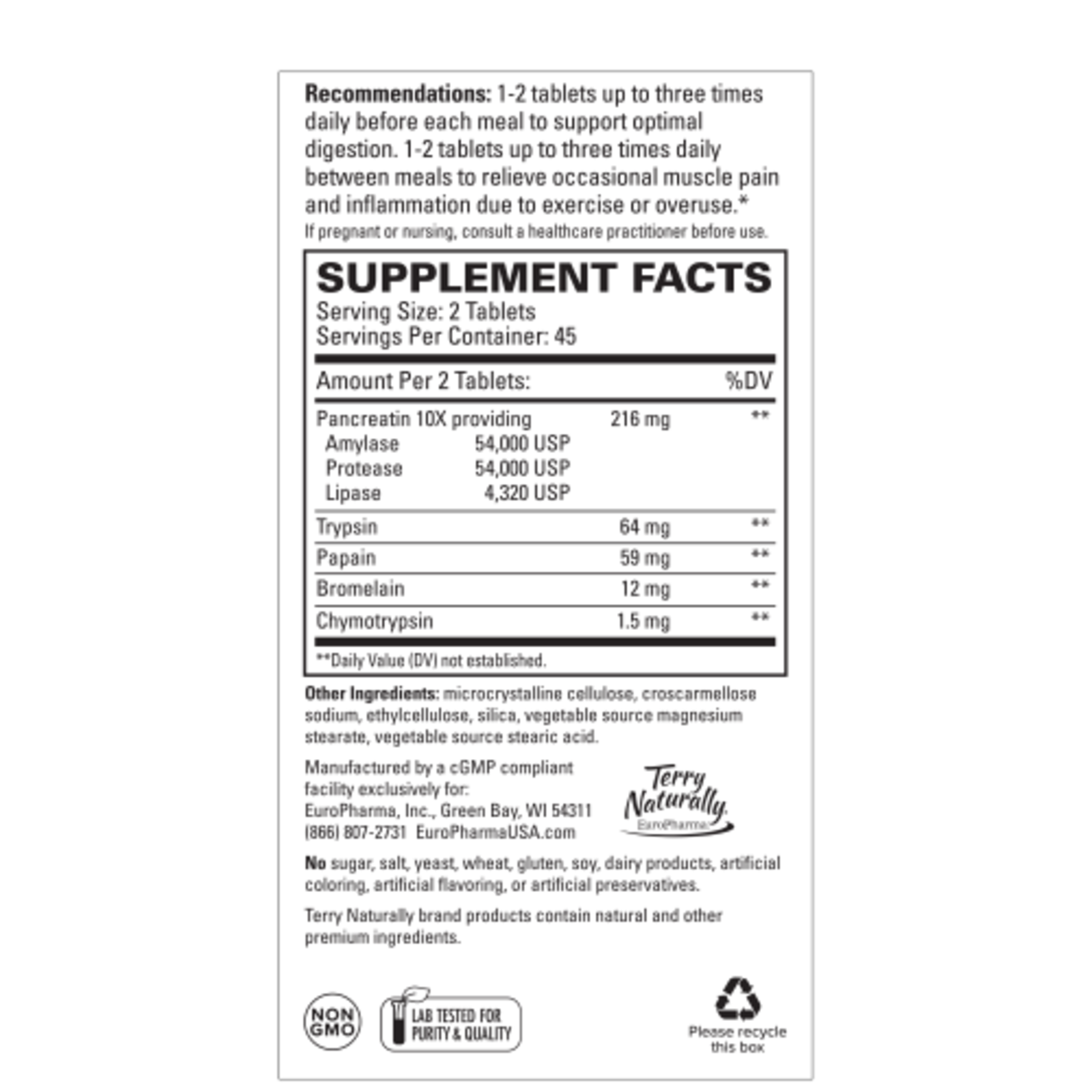Terry Naturally Clinical Digestive Enzymes (with 10x pancreatin) - 90 tablets