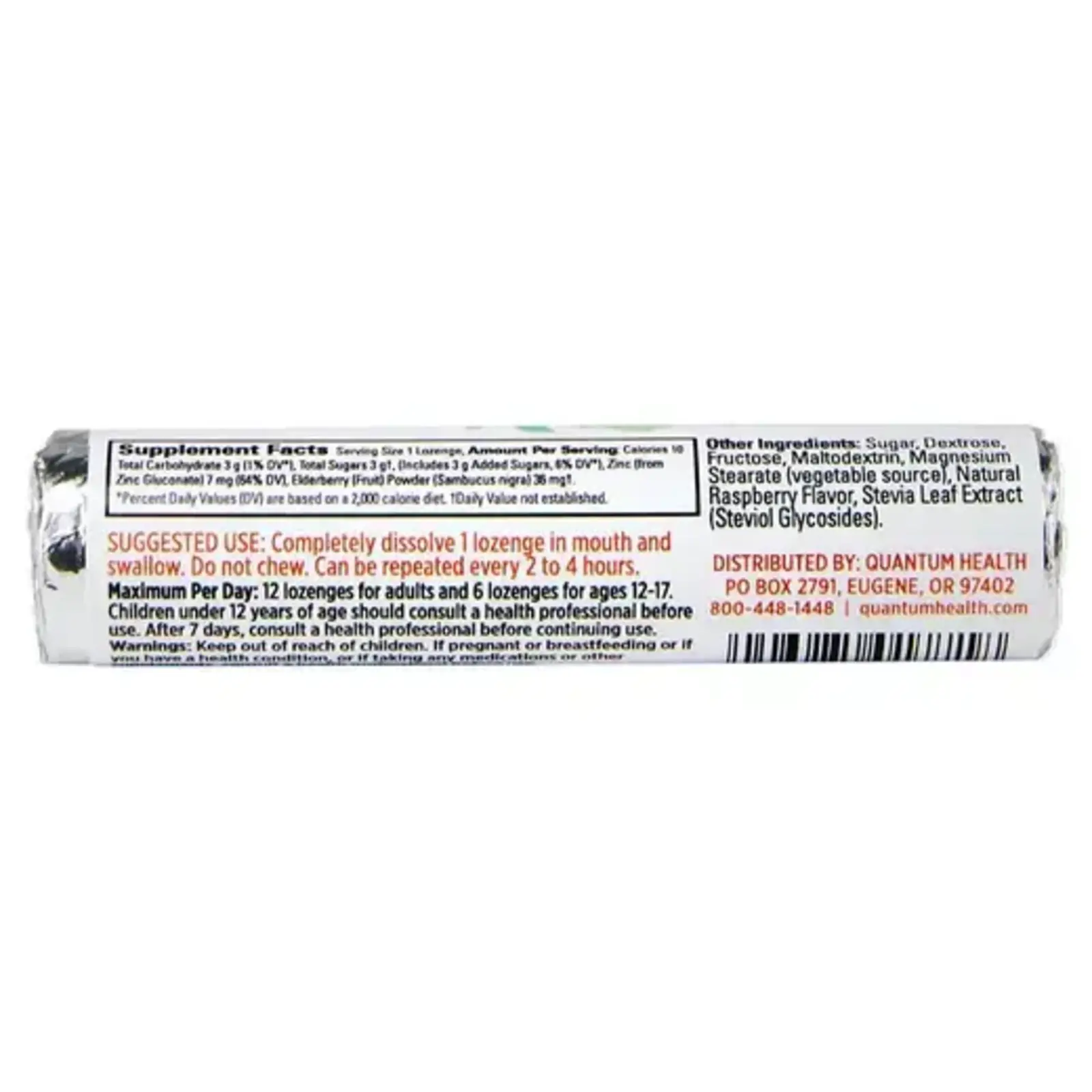 Quantum Health Elderberry Raspberry Lozenges - TheraZinc - single