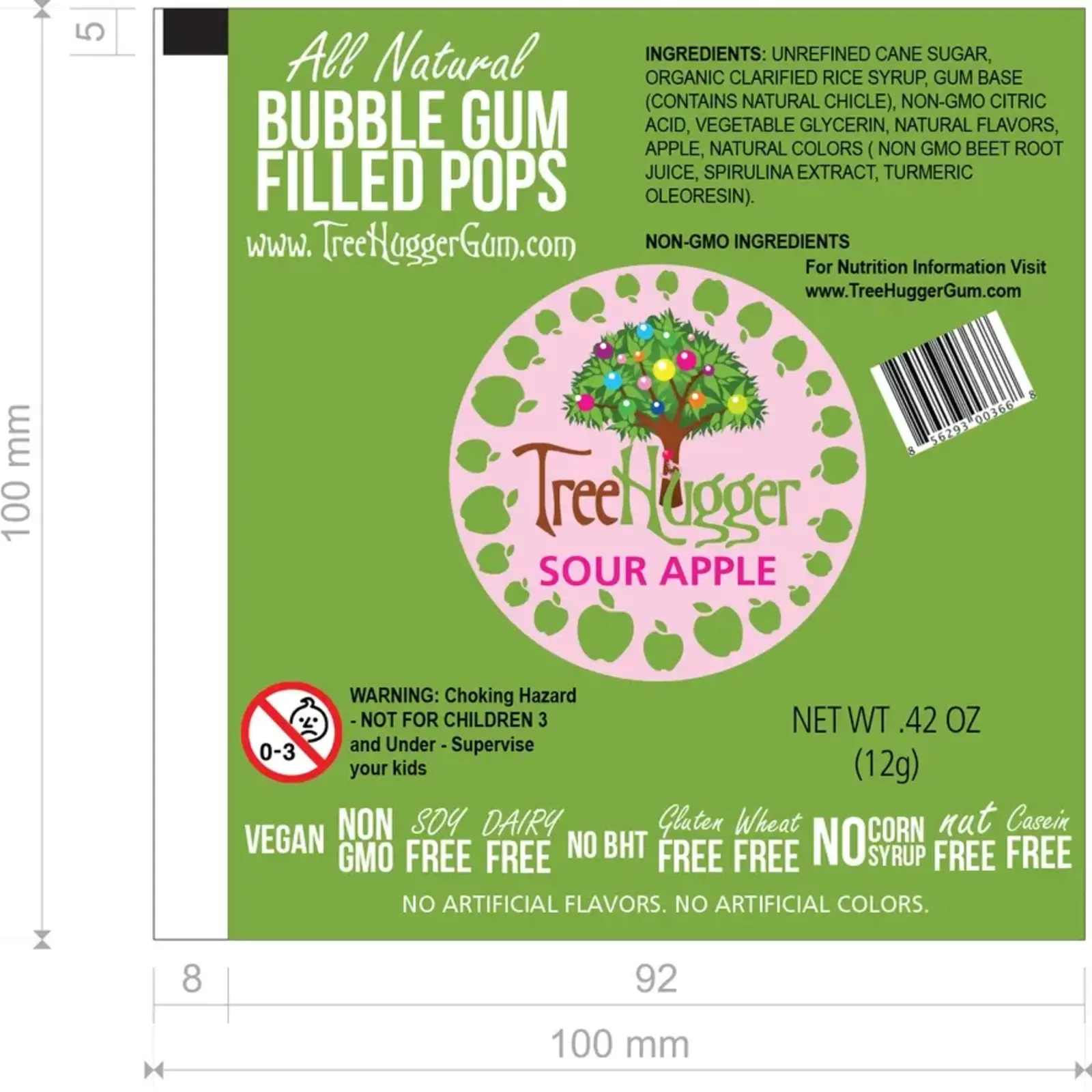 Tree Hugger Bubble Gum Filled Pops