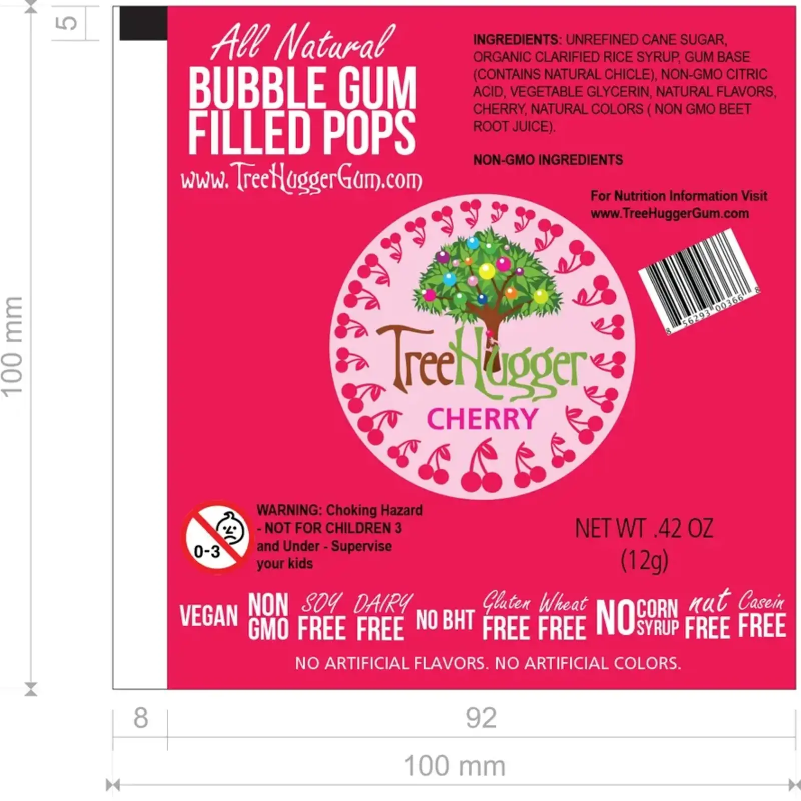 Tree Hugger Bubble Gum Filled Pops