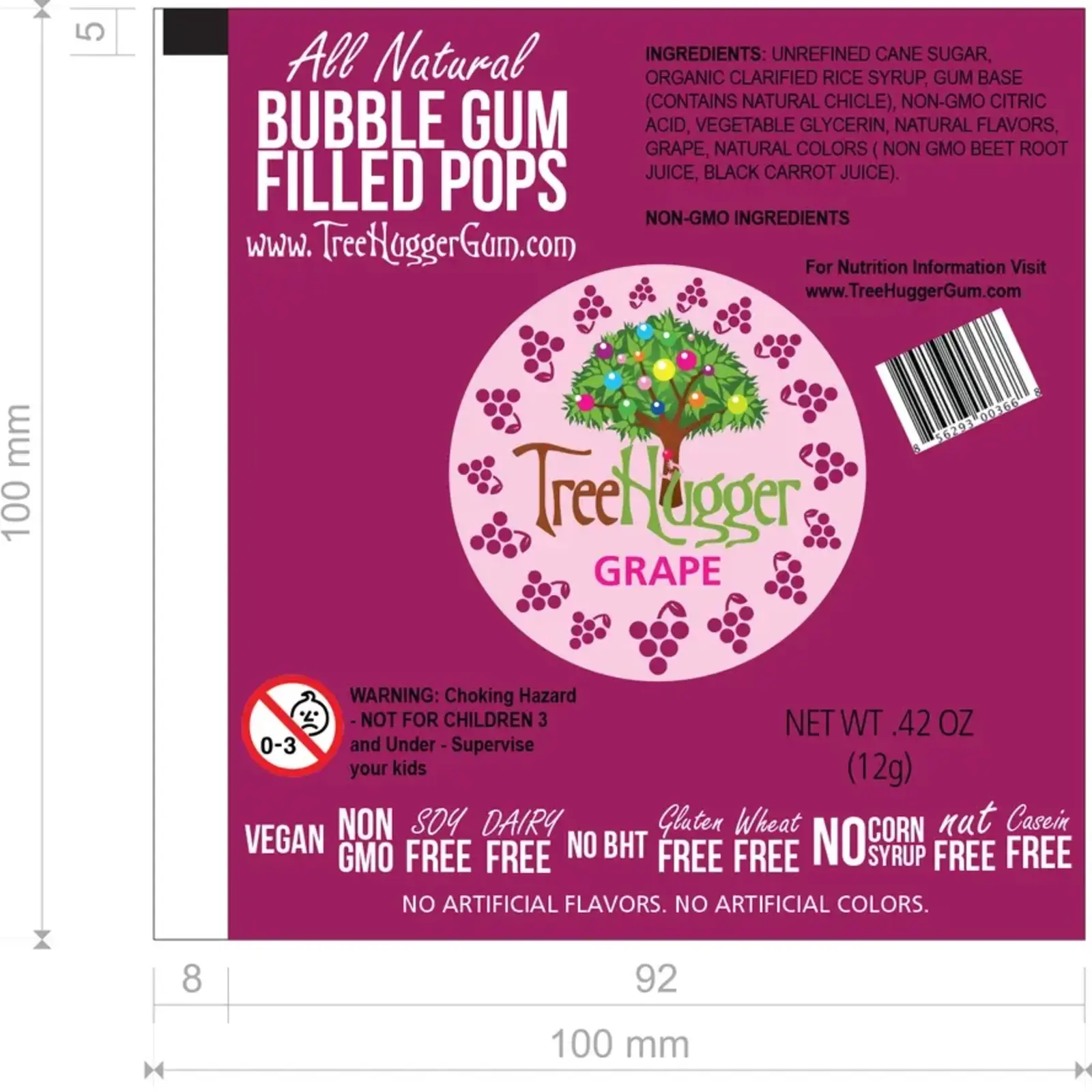 Tree Hugger Bubble Gum Filled Pops