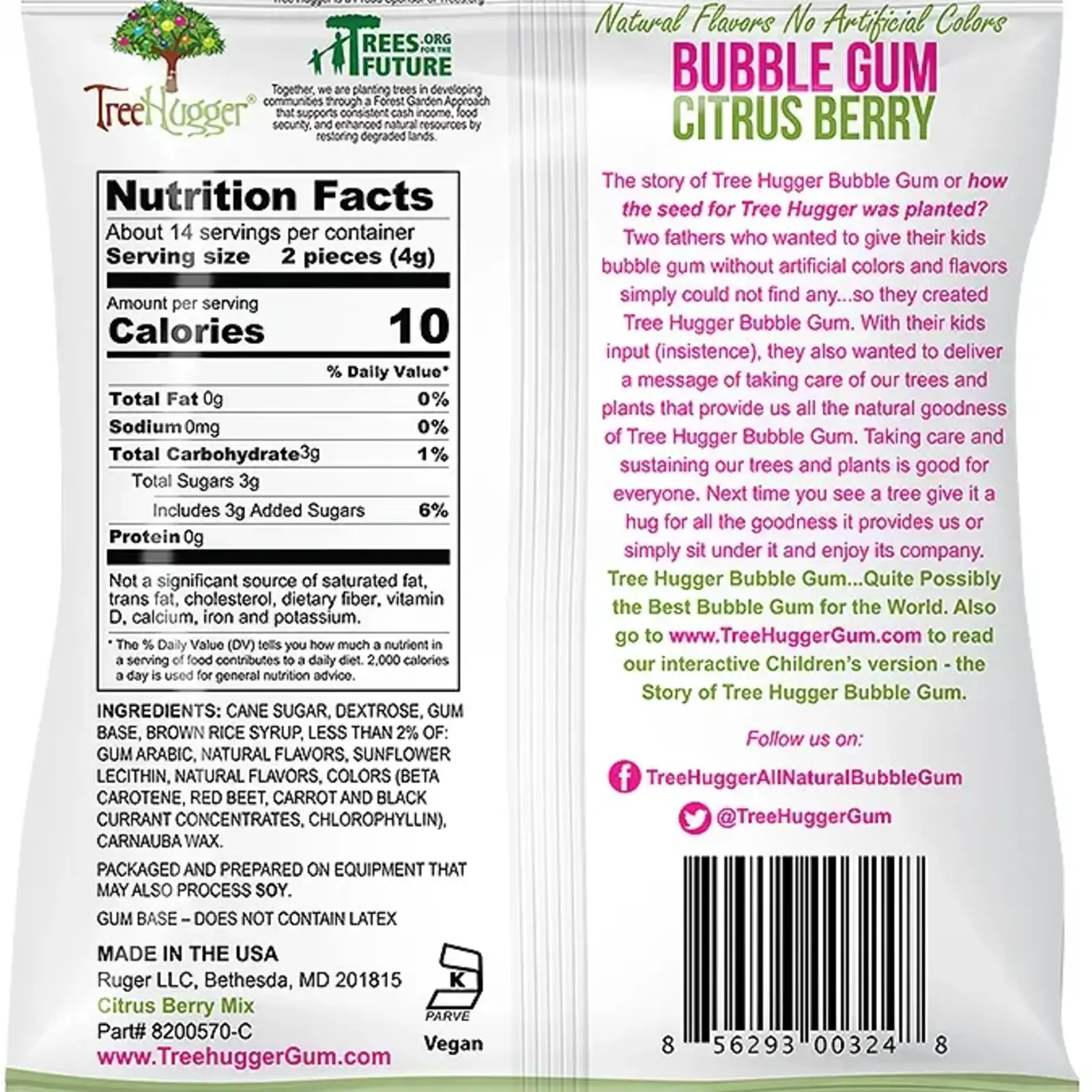 Tree Hugger Bubble Gum - 2oz package