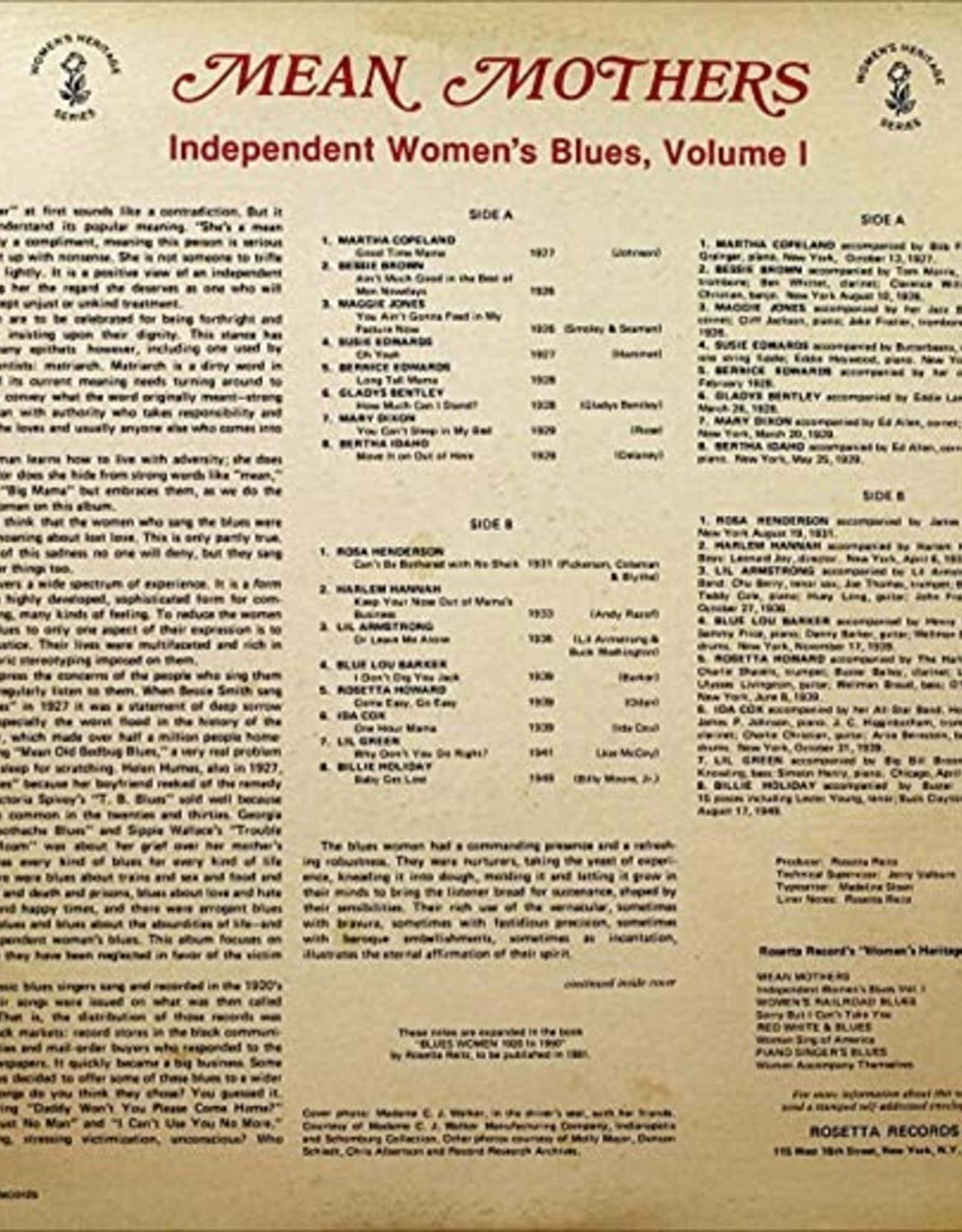 Mean Mothers - Independent Women's Blues Vol 1