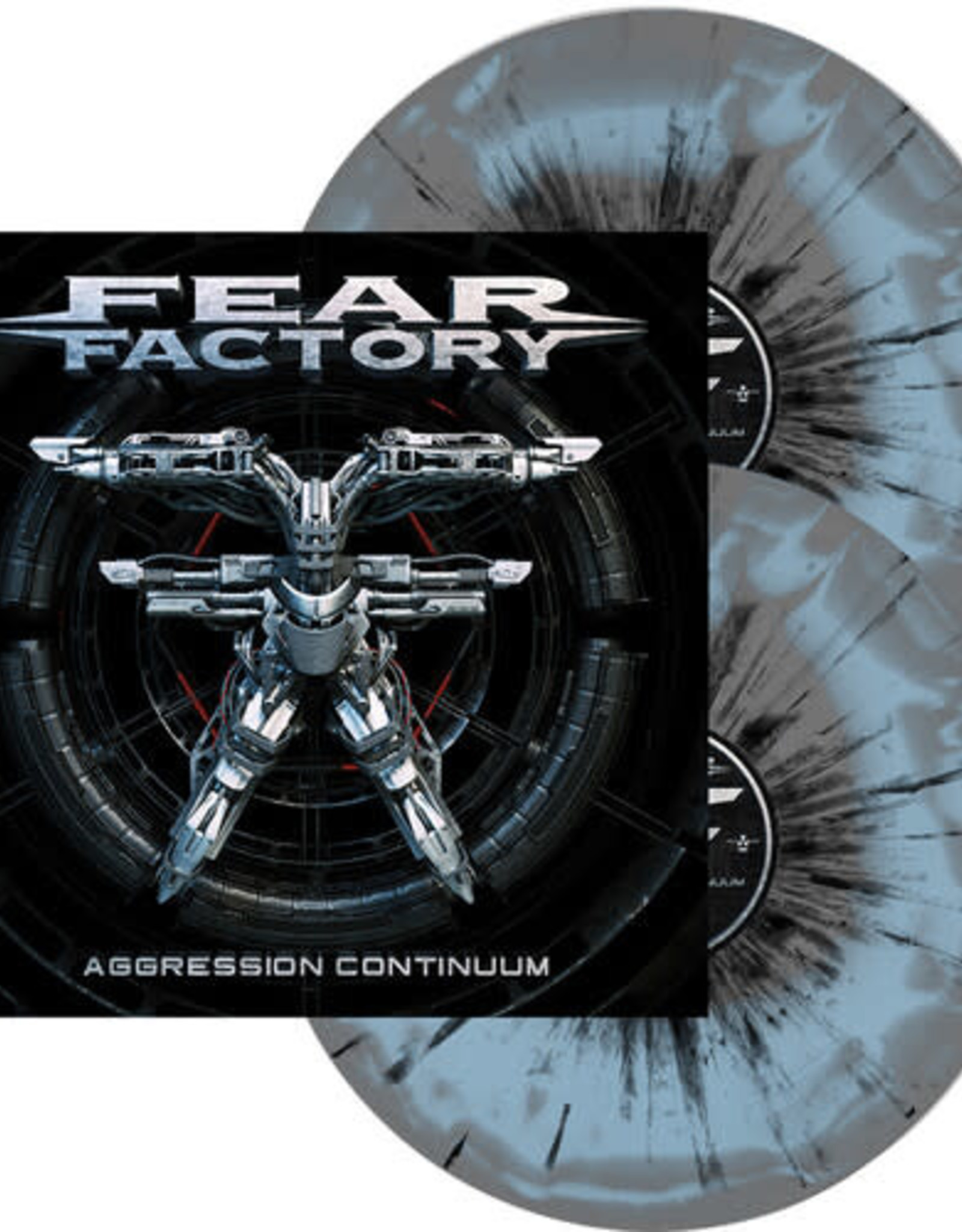 Fear Factory - Aggression Continuum (Grey & Light Blue Swirl w/ Black Splatter)