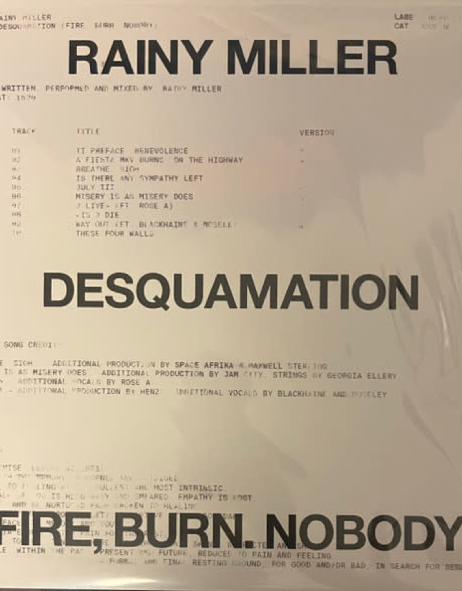 Rainy Miller – Desquamation (Fire, Burn. Nobody)