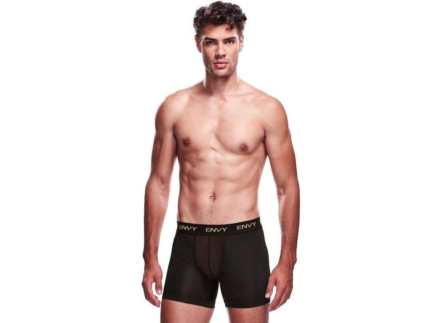 Black Long Boxer with Mesh Pouch- S/M
