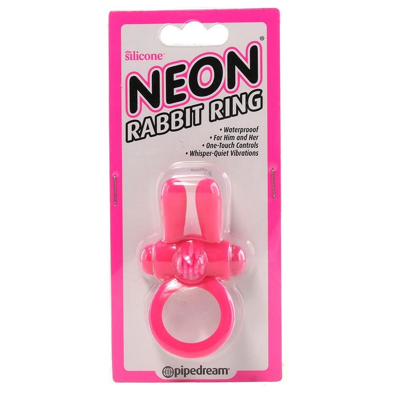 pipedream Neon Rabbit Vibrating Cock Ring in Pink