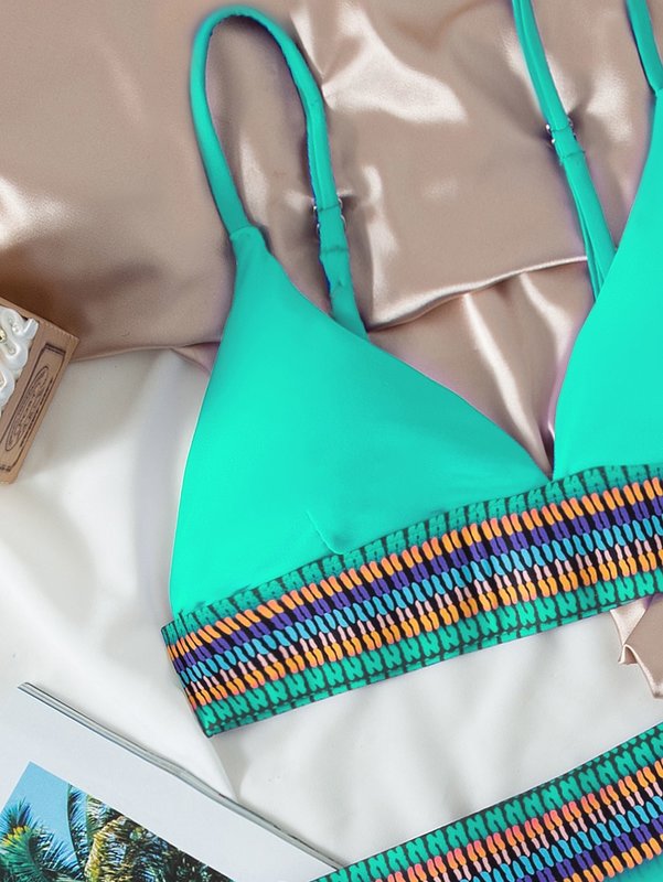 High Waisted Aqua Bikini Set - One Size