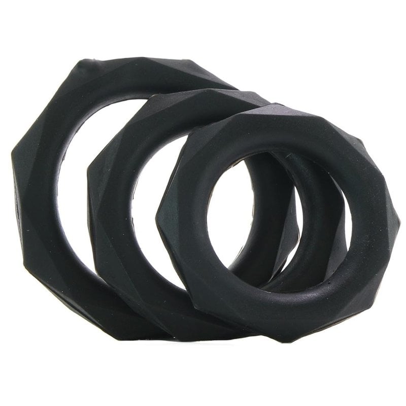 pipedream Silicone Designer Stamina Cock Ring 3 pack in Black