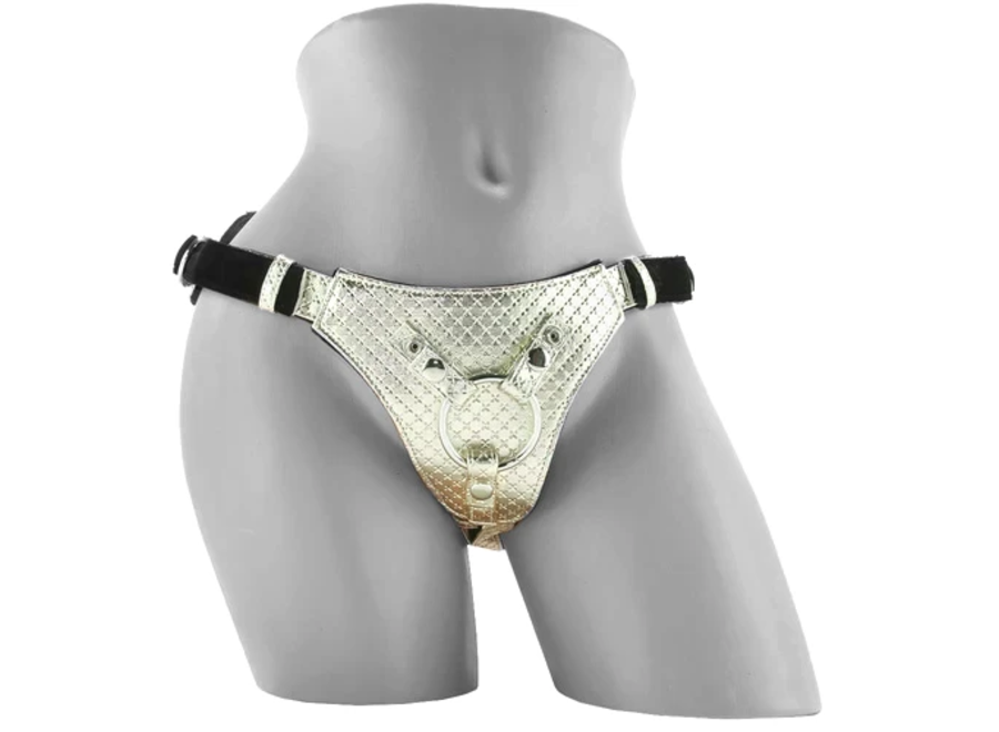 Her Royal Harness Crotchless Regal Queen in Gold