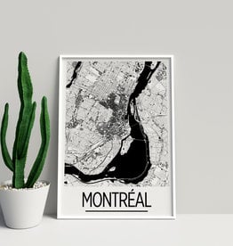 AFFICHE CARTOGRAPHIE MONTRÉAL : NOIR & BLANC