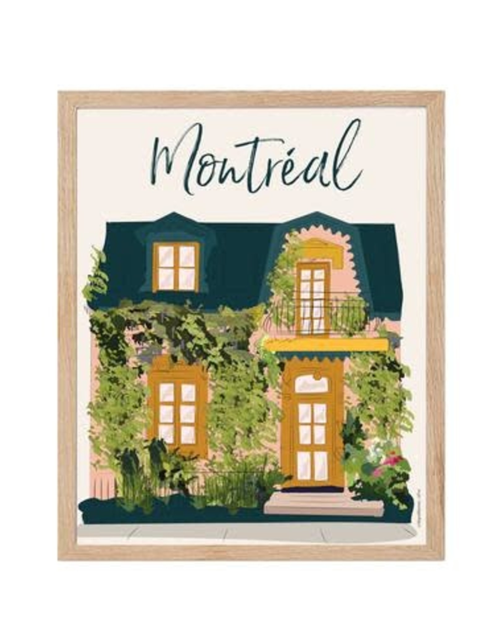 AFFICHE MONTRÉAL FACADE MAISON ROSE : 8 X 10