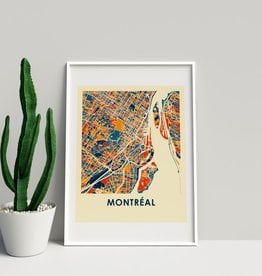 AFFICHE CARTOGRAPHIE MONTRÉAL : COULEUR