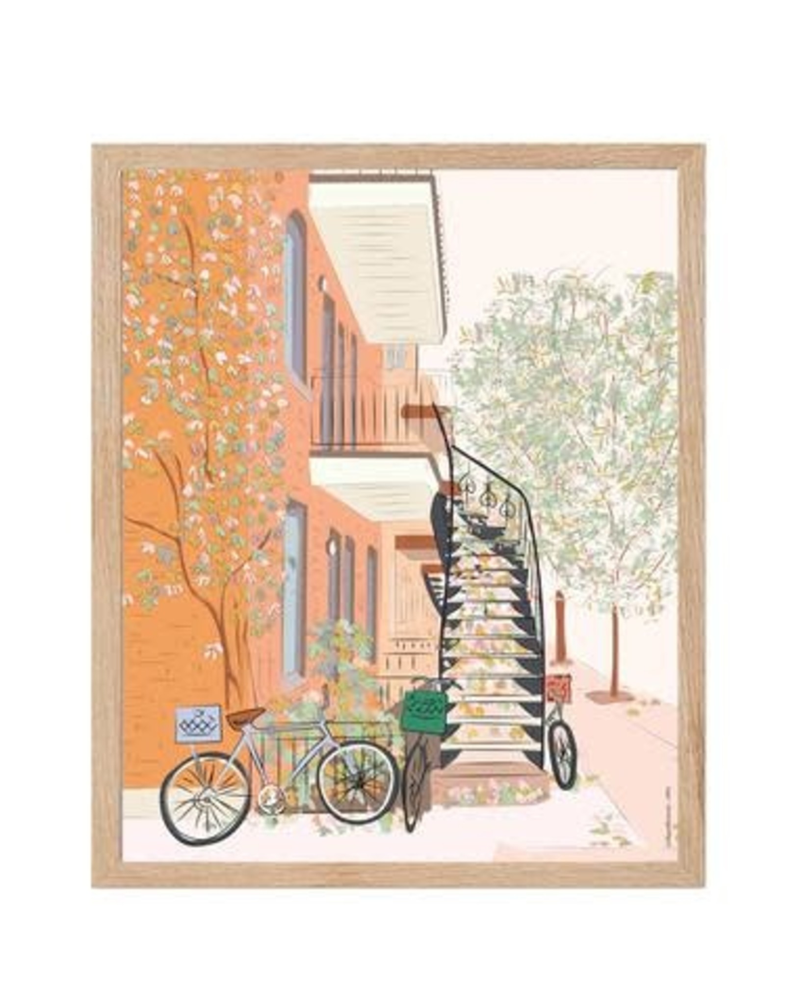 AFFICHE : MONTREAL AUTOMNE BICYCLETTE 12x18