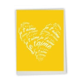 CARTE DE SOUHAITS : JE T'AIME COEUR JAUNE