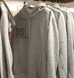 HOODIE BONJOUR MONTREAL : GRIS CLAIR S