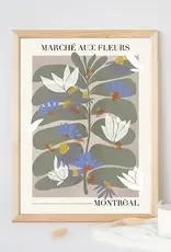 ATELIER MARTHES AFFICHE : MARCHÉ AUX FLEURS COULEURS 12X16