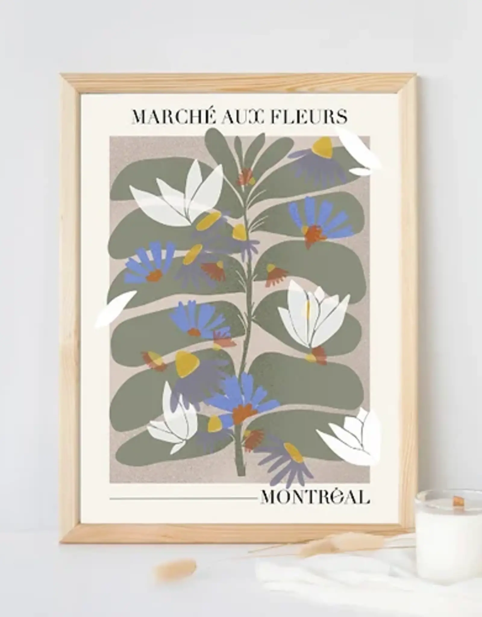 ATELIER MARTHES AFFICHE : MARCHÉ AUX FLEURS COULEURS 12X16