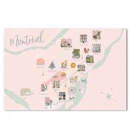 CARTE POSTALE : MAP DE MONTRÉAL ET ICONES