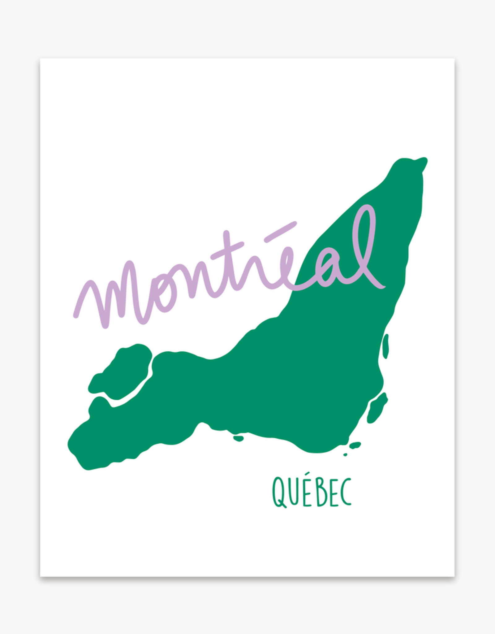 Boucle & Papier AFFICHE : CARTE MONTRÉAL VERTE, QC  8X10 (B&P)