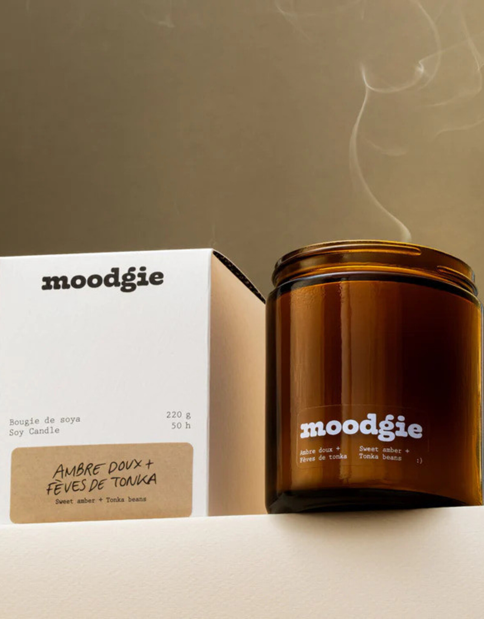 Moodgie BOUGIE : AMBRE DOUX + FÈVE DE TONKA