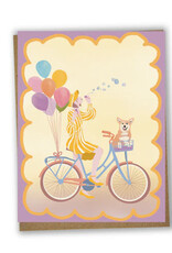 CARTE DE SOUHAITS : VÉLO + BALLON + CHIEN
