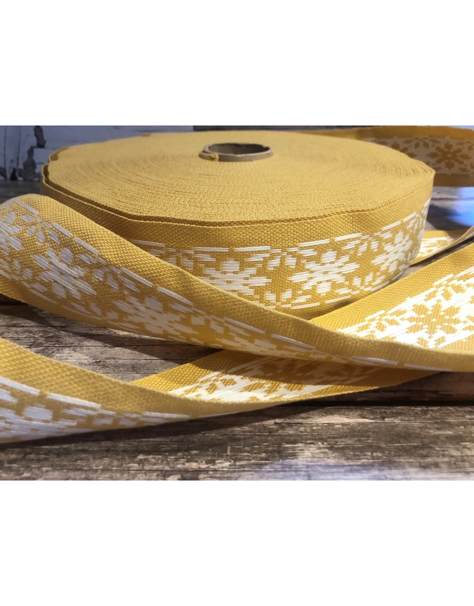 Slavic Folk Art Ribbon Yellow and White