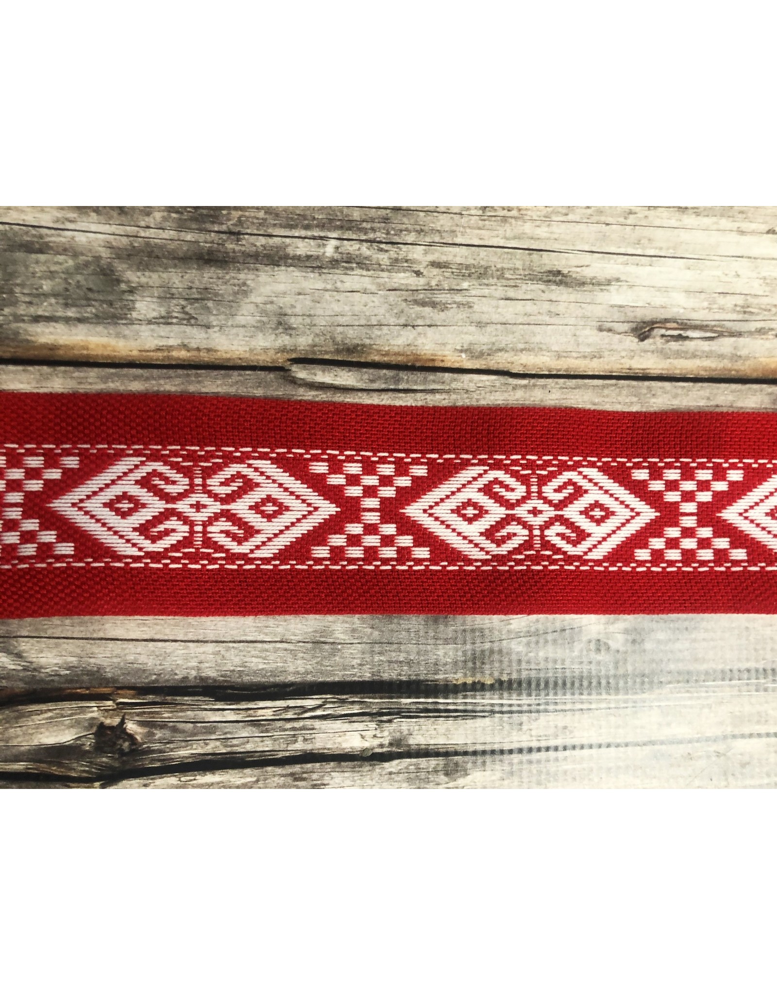 Slavic Folk Art Ribbon White on Red