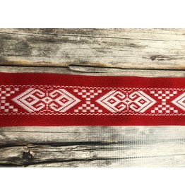 Slavic Folk Art Ribbon White on Red