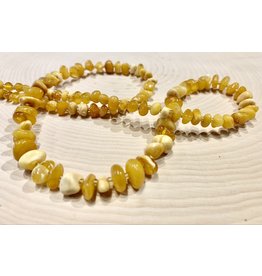 Yellow Amber Beaded Necklace (22")