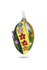 Roses on Spiral Leaves Fabergé Style Glass Egg Ornament