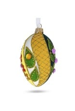 Roses on Spiral Leaves Fabergé Style Glass Egg Ornament