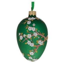 Apple Blossom Glass Egg Ornament