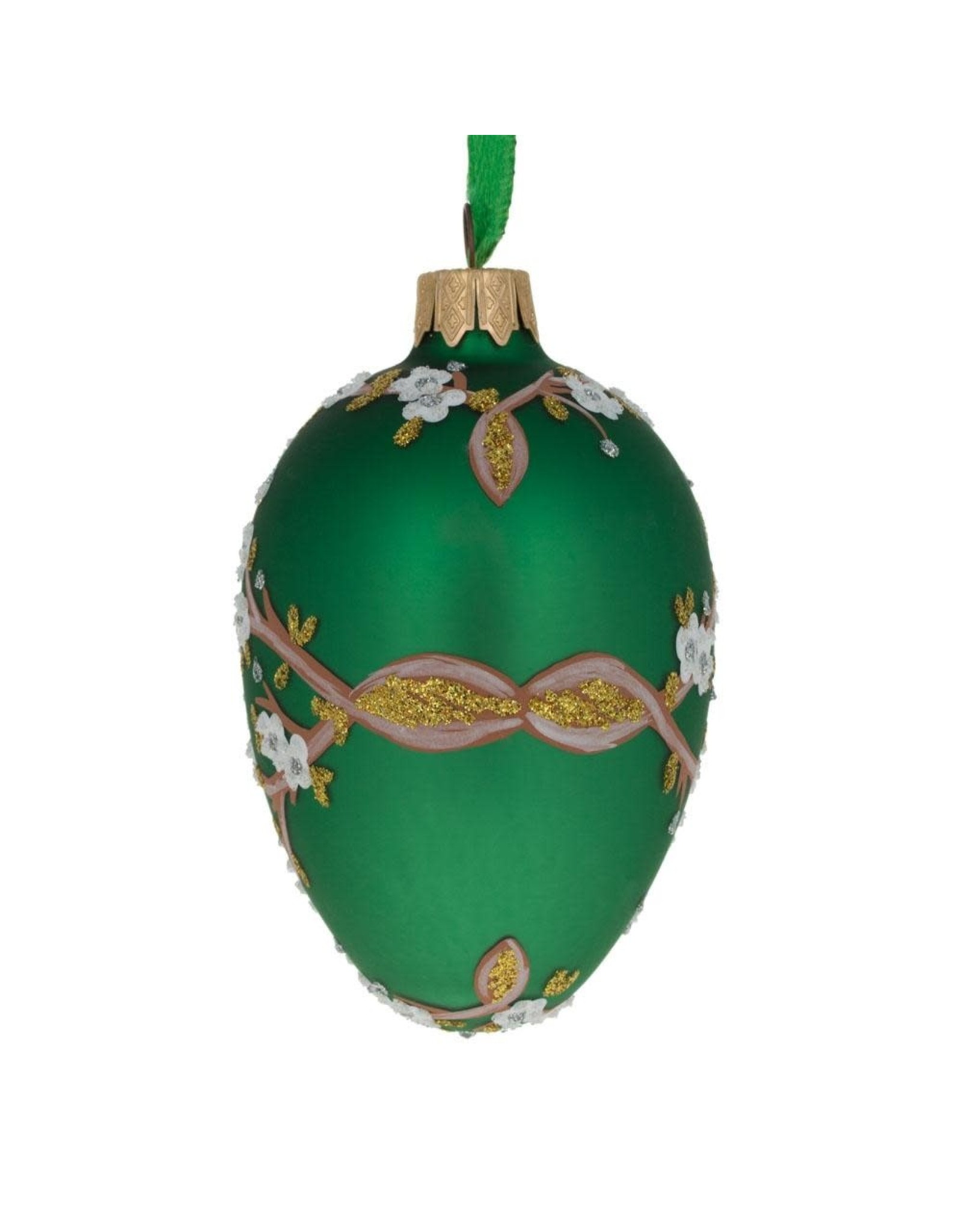 Apple Blossom Glass Egg Ornament