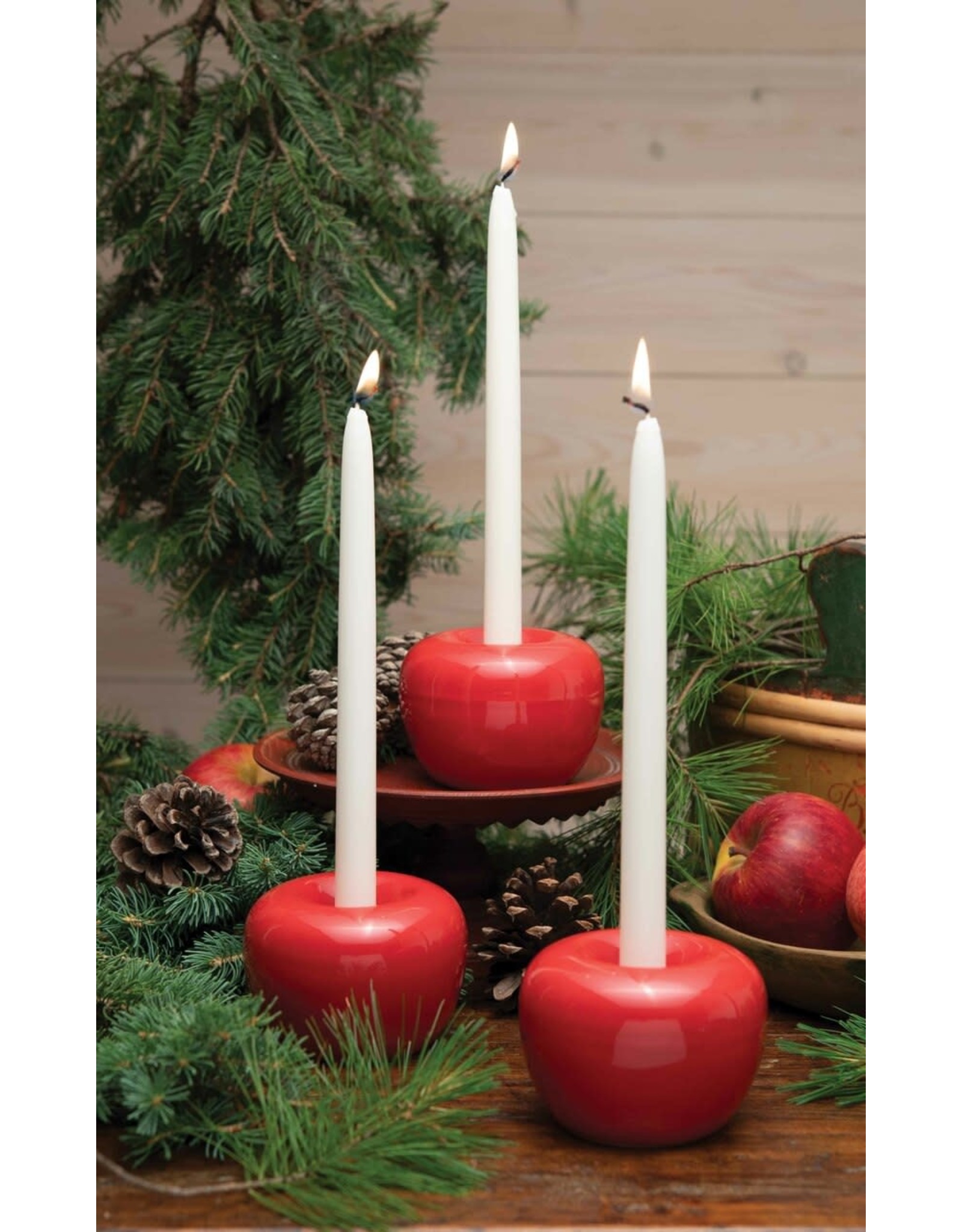 Modern Apple Candle Holder in Red