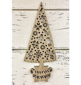 Lithuanian Christmas Tree Wood Folk Art Ornament