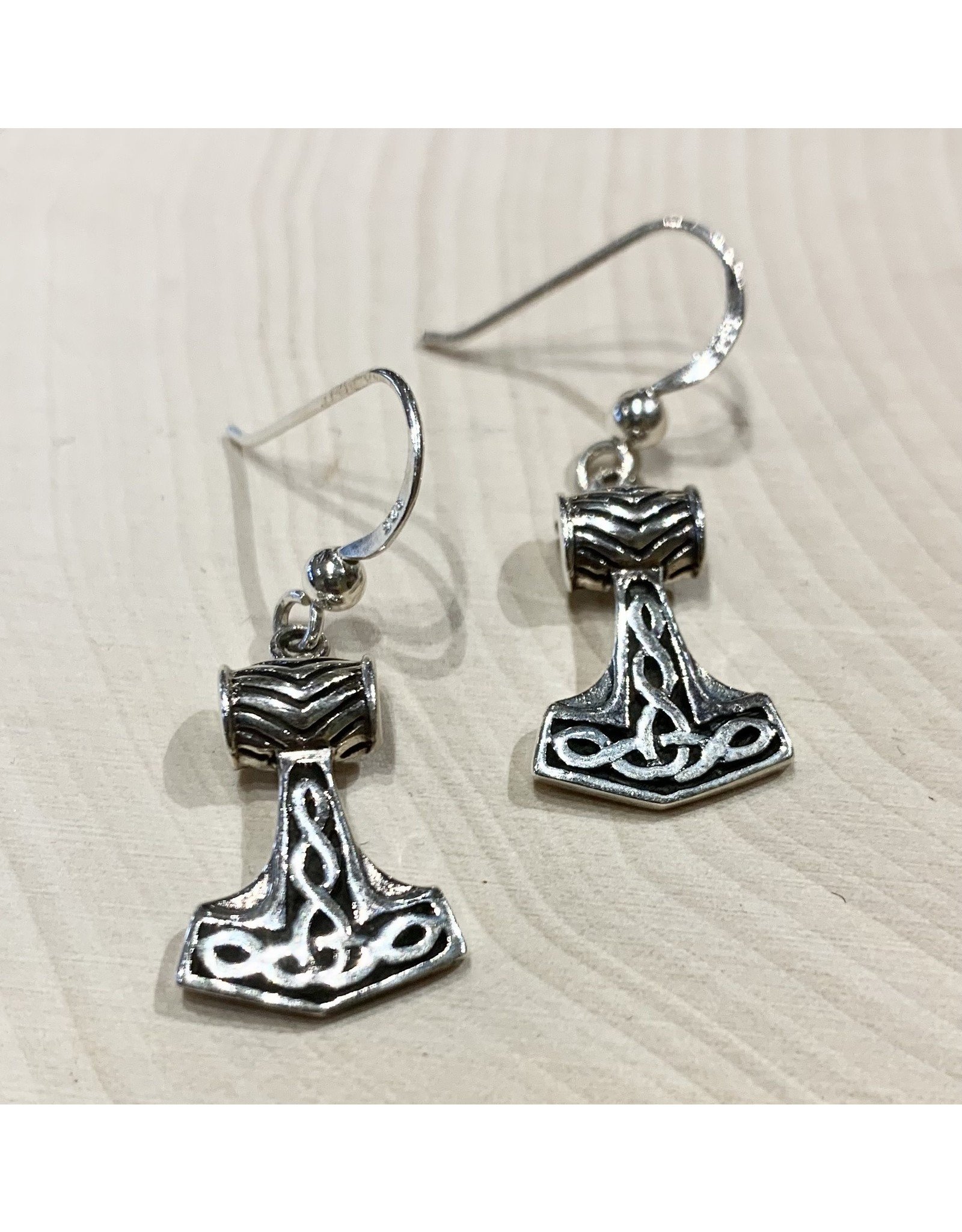 Perun's Hammer Earrings with Runic Knots