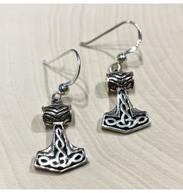 Perun's Hammer Earrings with Runic Knots