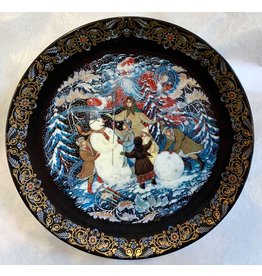"A Snowy Playland" | Vintage "Tale of Father Frost" Palekh Plate Series