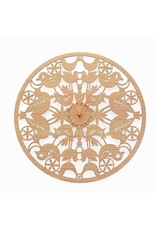Lithuanian Birch Wall Clock " Whole World on a Lily Blossom"