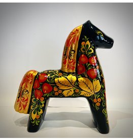 Khokhloma Wooden Horse (Black)