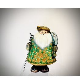 Santa with Green and Gold Leaves