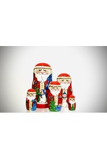 Burned Wood Santa Nesting Set 5 Pc