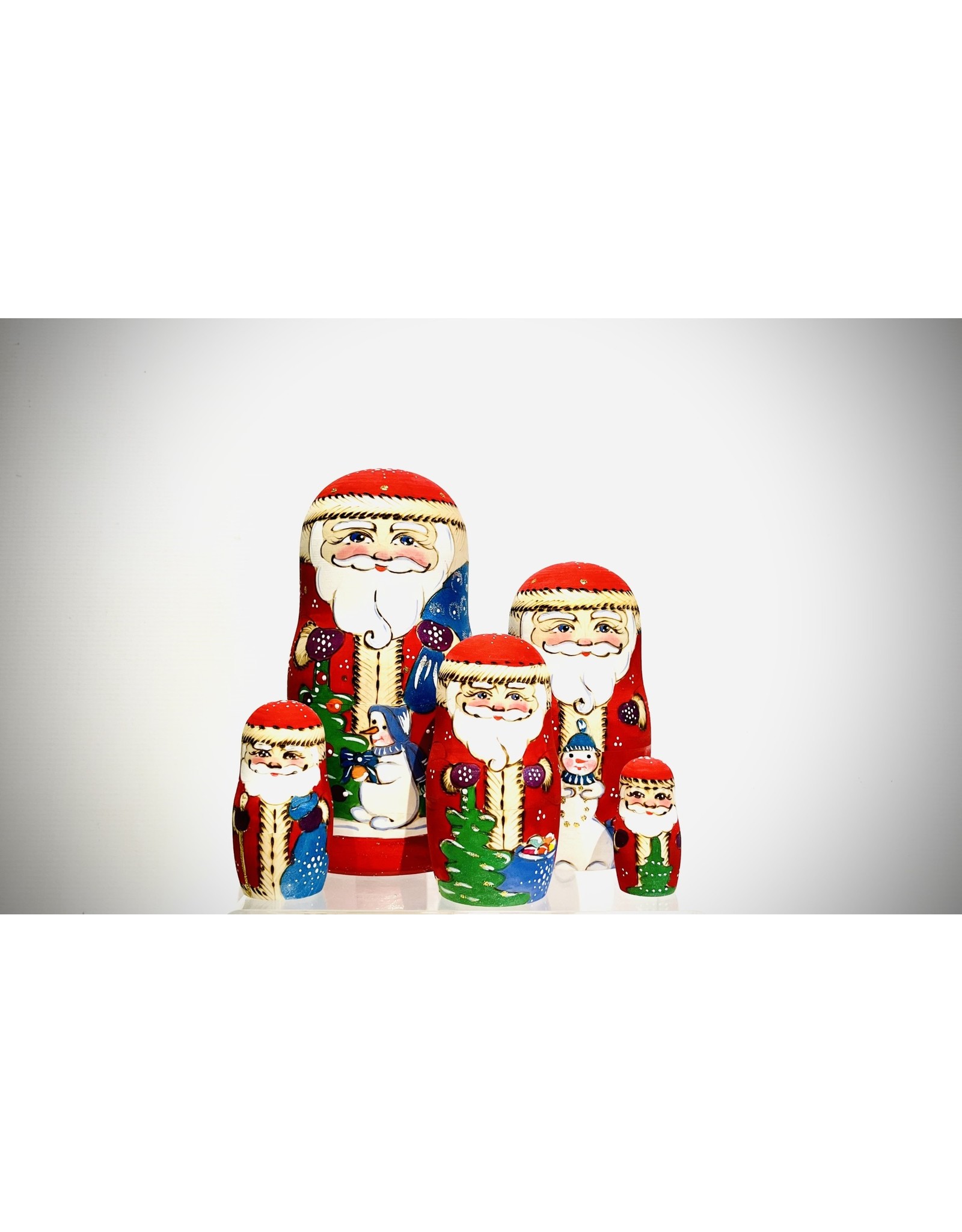 Burned Wood Santa Nesting Set 5 Pc