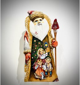 Carved Wood Santa with Children