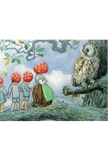 Mushroom Kids with Owl Postcard