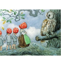 Mushroom Children with Owl Postcard