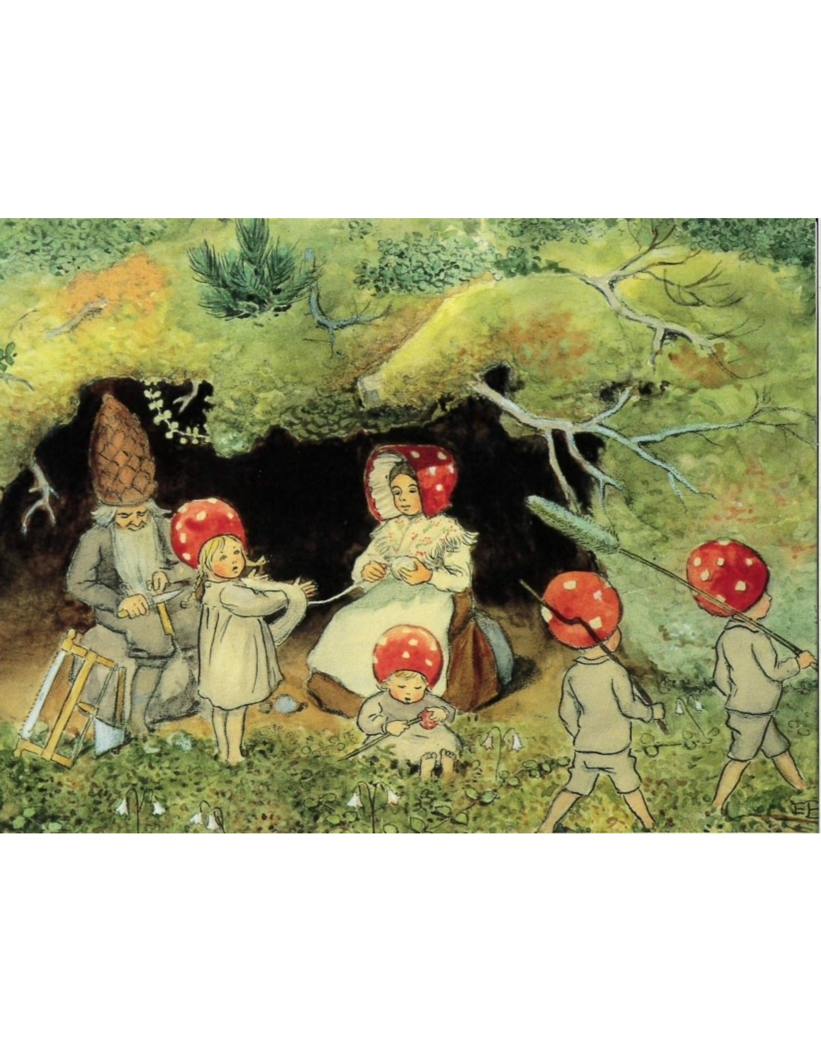 Mushroom Children at Home Postcard